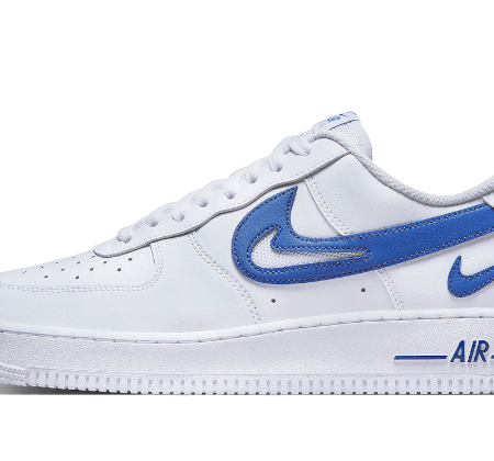 Nike Sko Air Force 1 Low 07 FM Cut Out Swoosh Hvid Game Royal